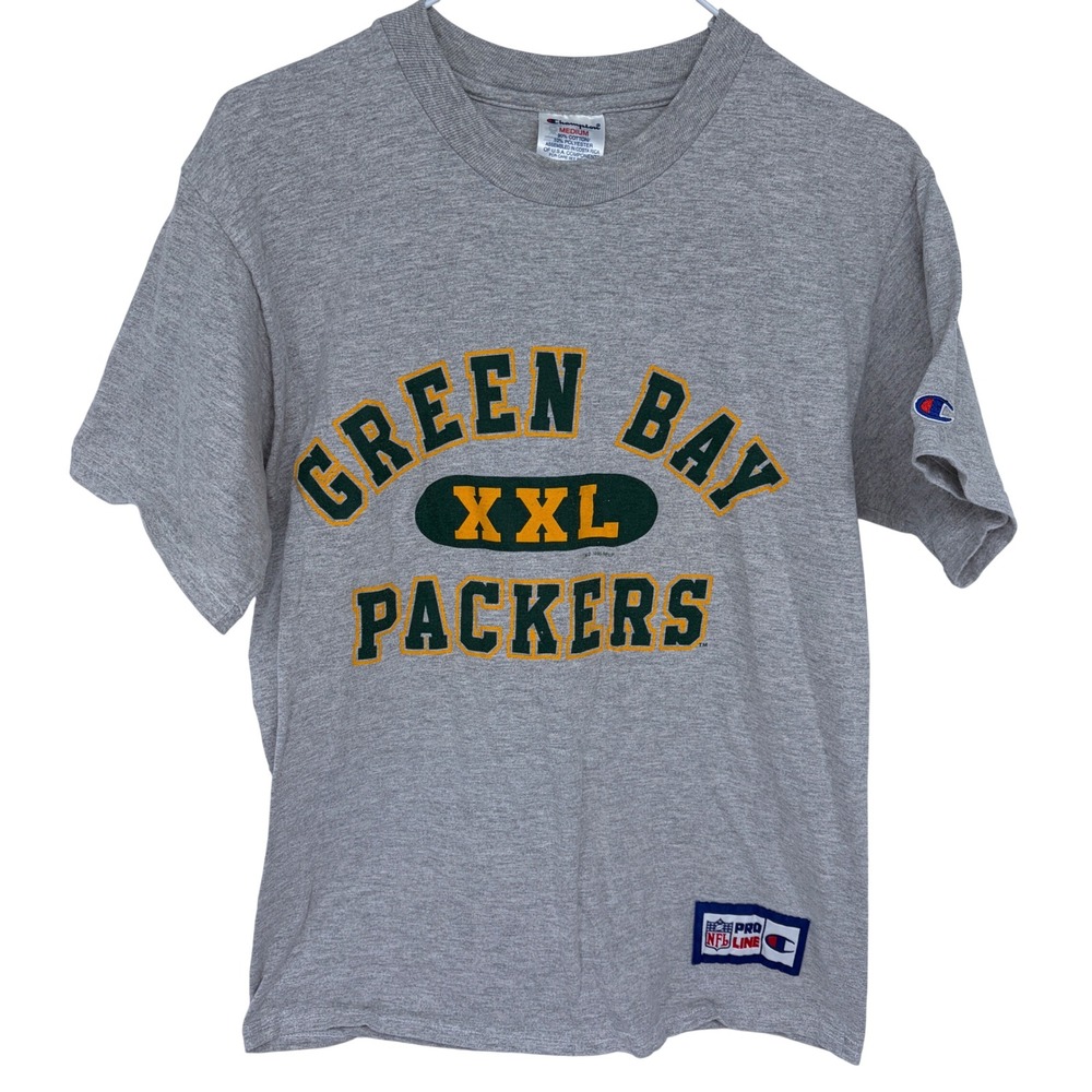 Vintage 1996 Green Bay Packers T Shirt Womens Medium Gray NFL Vtg 90s Champion‎